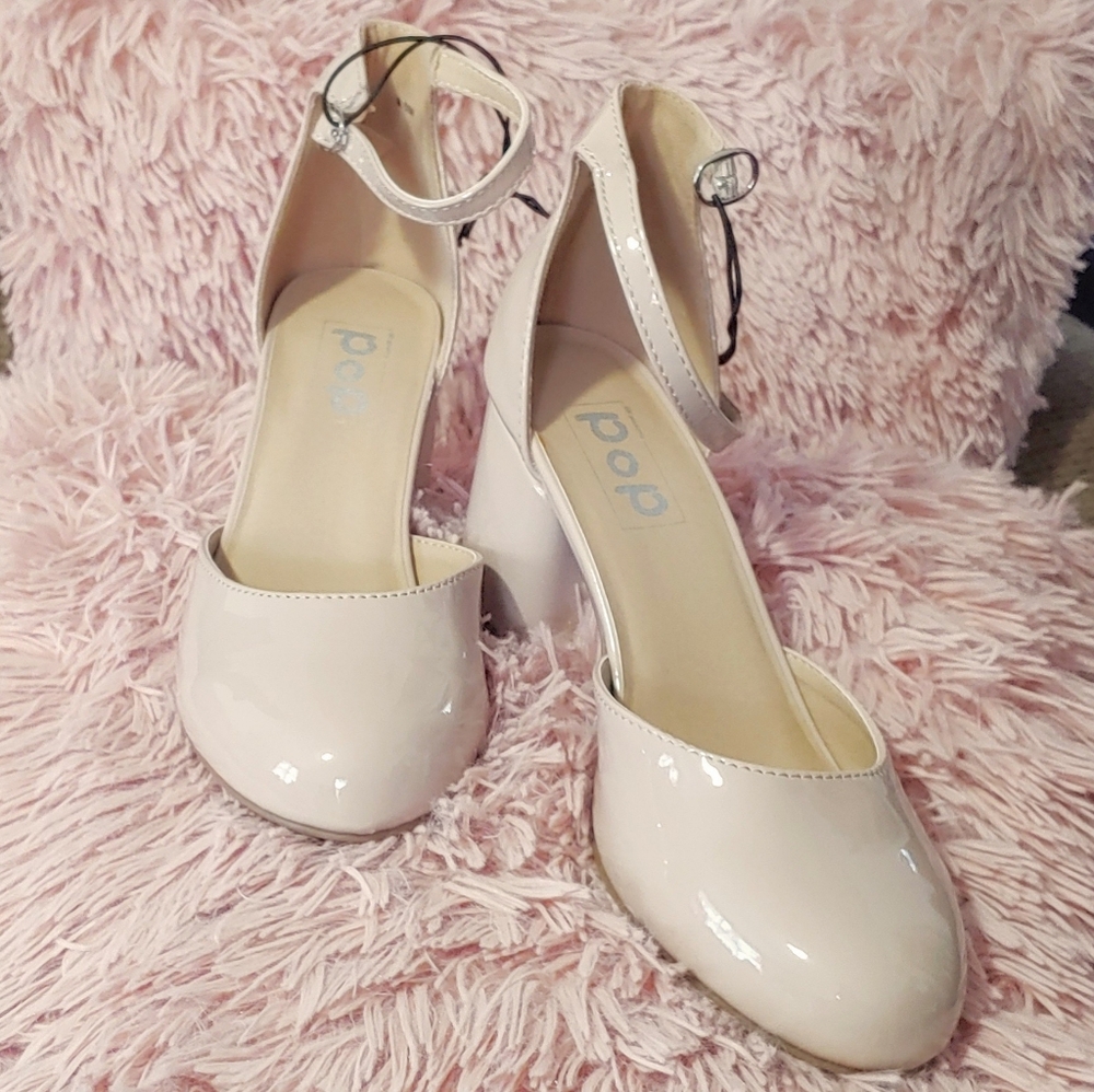 Elegant Nude Patent Leather Heels